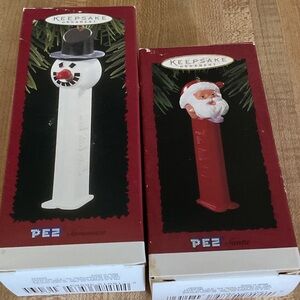 Hallmark Pez Ornaments Santa and Snowman
